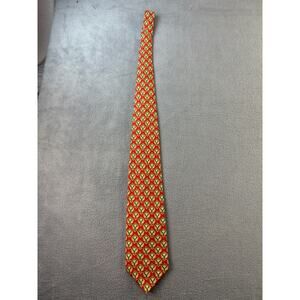 John Comfort All Silk Tie Red Gold Navy Made‎ In England